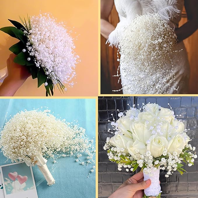 100 PCS Artificial Floating Beads for Centerpieces Vases, Light Blue 8+3mm String Beads for Wedding Party Faux Pearl String for Decorating, String Pearls for Crafts Vase Filler
