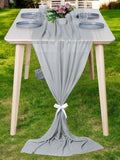 MDS Halloween Chiffon Table Runner - 15 Pack, 29 x 120 Inches, 10ft Each - Sheer Spooky Table Runners for Haunted House Parties, Trick-or-Treat Tables, Witchy Décor, Wedding & Events - Gray