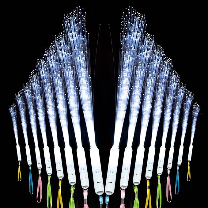 100Pcs White Fiber Optic Wands,3 Models Wedding Sparklers,Glow Sticks Light up Sticks Led Light Wands Fit Wedding Bridal Shower Birthday New Years Eve Party Supplies 2025