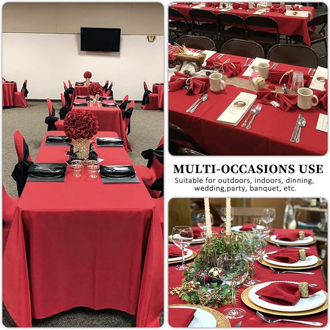 8 Pack Red Tablecloth 60 x 84 Inch Rectangular Tablecloths for 4 Foot Rectangle Tables, Wrinkle Resistant Red Table Cloth Washable Polyester Fabric Table Covers for Buffet Wedding Party Banquet