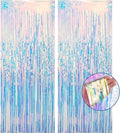 2 Pack Fringe Curtains Party Decorations,Tinsel Backdrop Curtains for Parties,Photo Booth Wedding Graduations Birthday Mermaid Frozen Sea Party Supplies (Iridescent)