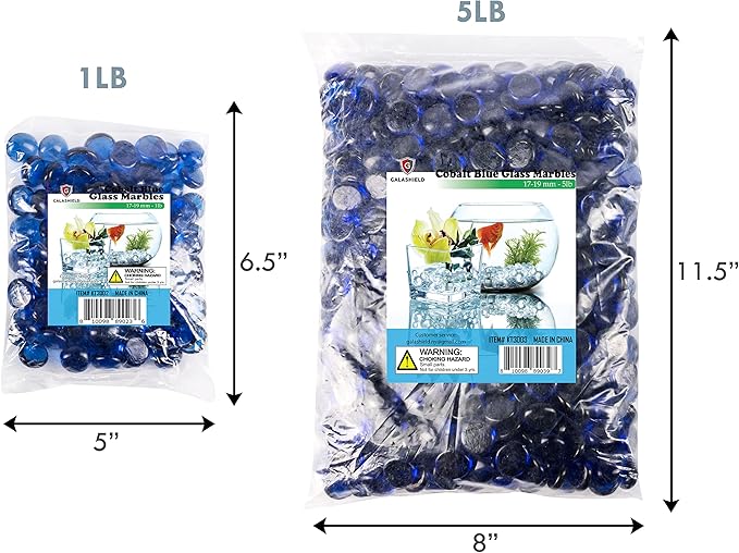 Galashield Flat Glass Marbles for Vases Cobalt Blue Glass Gems Beads Pebbles Vase Filler (5 LBS, Approx. 540 PCS)