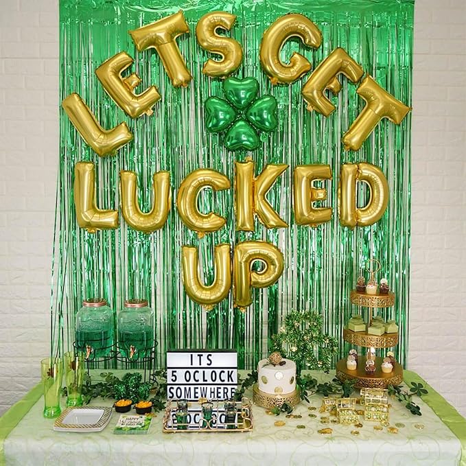 5 Pack Green Fringe Backdrop 3.2ft x 8.2ft Foil Curtain Tinsel Fringe Curtains Backdrop Streamers for Birthday Party Decoration Wedding Christmas Decoration