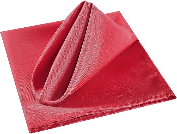 Cloth Napkins 17x17 inch Washable Polyester Dinner Napkins Soft Table Napkins for Wedding Party Dining Banquet(Red,25PCS)