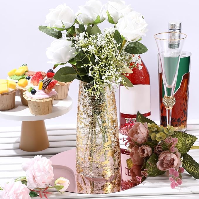 Thyle 6 Pcs 10 Inch Acrylic Round Mirrors for Tables Centerpieces Circle Mirrors Candle Plates for Wall Wedding Table Centerpieces for Baby Shower Party, Thickness 1 mm (Rose Gold)