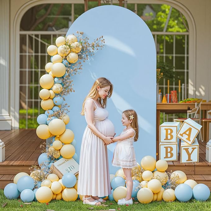 6.6FT Blue Arch Backdrop Cover - Polyester Fitted Wedding Arch Stand Covers Round Top Chiara Arch Backdrop Cover for Birthday Party Banquet Photo Background Decoration