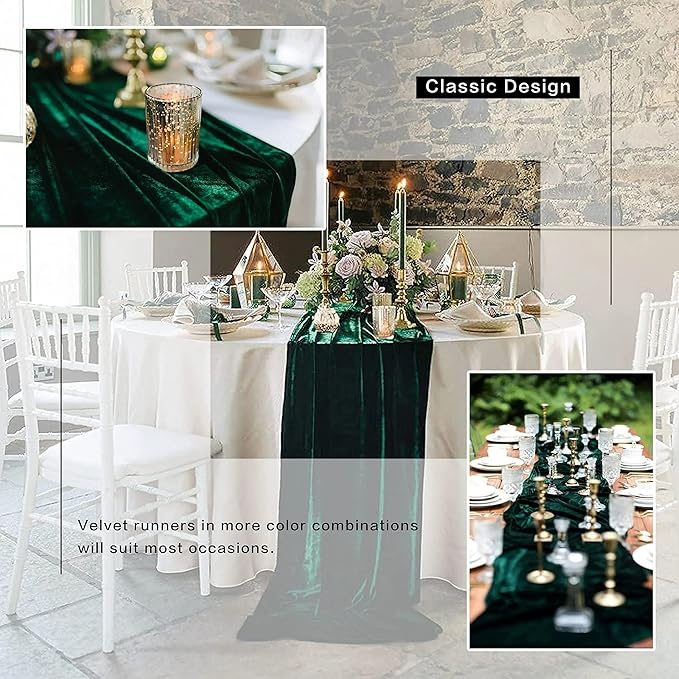 Velvet Table Runner, 5 Pack Luxurious Wedding Reception Decorations Soft Velvet Fabric Table Linen Overlay for Party (20 x 120 inch, Gold)