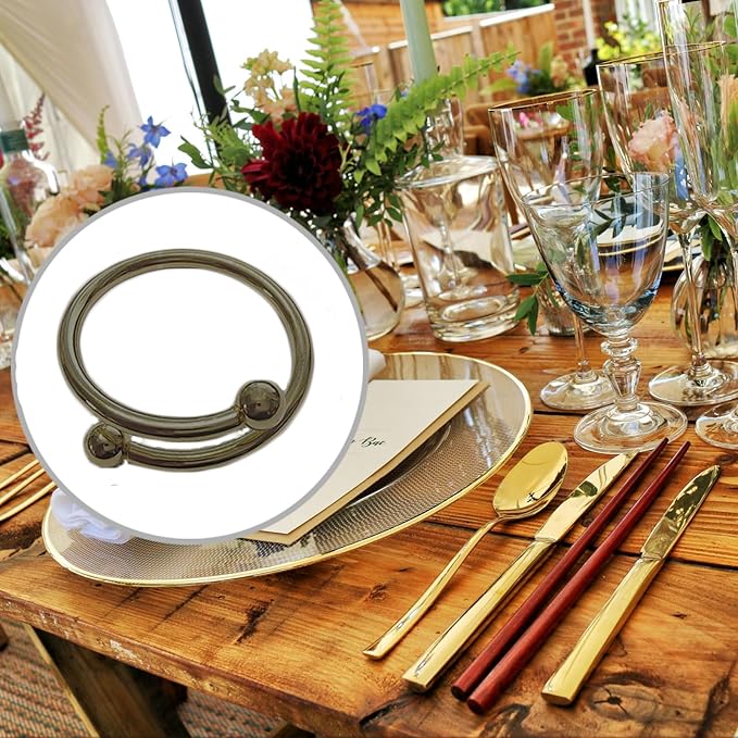 8 Pcs Black Napkin Rings - Round Napkin Ring,Stainless Steel Napkin Rings,Metal Napkin Ring for Table Settings Wedding Christmas Party Dinner Table(Spring Type)