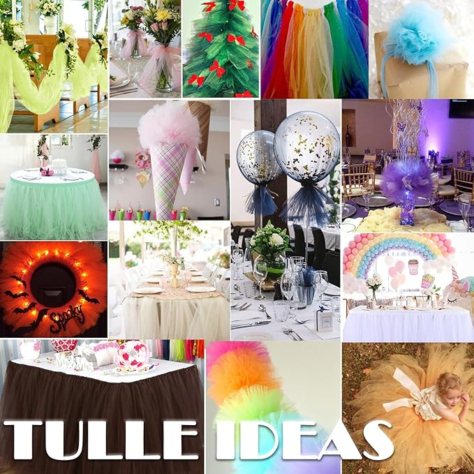 Ivory Tulle Fabric Rolls 54 Inch by 10 Yards Fabric Tulle Bolt for Wedding Christmas Decorations Gift Wrapping DIY Tutu Baby Shower Table Skirt Birthday Party Craft Supplies