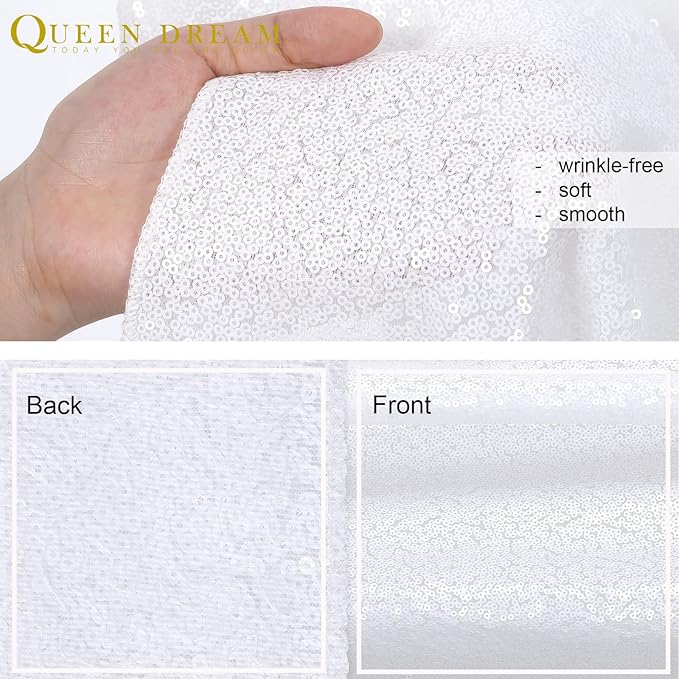Sequin Backdrop Curtains 10ft x 10ft White Background Drapes Wedding Giltter Curtains for Birthday Party Decoration