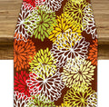 Brown Dahlia Floral Table Runner, Seasonal Autumn Thanksgiving Pattern Print for Home Kitchen Table Decor Dining Coffee Room Party Decor 13x108 Inch