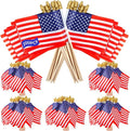 200pcs Small American Flags on Stick, Handheld 4 x 6 Inchs Mini American Flags with Kid-Safe Golden Spear Top, US Flags for 4th of July Decorations Outdoor, Independence Day Decorations
