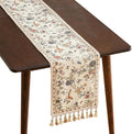 ISAENNE Designer Linen Table Runner 102 Inches Long,Elegant Floral Bird Pattern Table Runners for Dining Room,Farmhouse Rustic Kitchen Decor,Thanksgiving,Christmas,12"*102"-Cornucopia