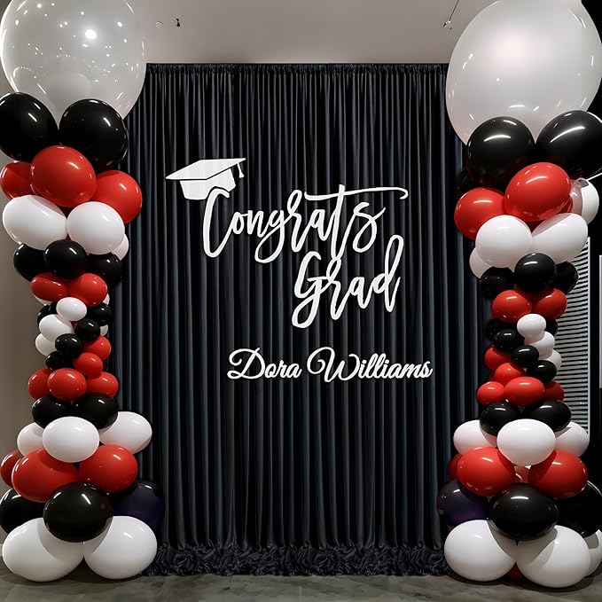 30ft x 10ft Thick Champagne Backdrop Curtains for Parties, 6 Panels 5ft x 10ft Non See Through Black Polyester Wedding Drapes Photo Backdrop for Birthday Party Graudation Photography Home Decor