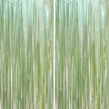 2 Pack Sage Green Foil Fringe Backdrop Curtains, Tinsel Streamers Party Decorations, Fringe Backdrop, Door Shimmer for Baby Shower or Birthday Party