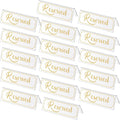 Jetec 16 Pieces Reserved Sign Acrylic Clear Reserved Table Tent Signs Table Number Holders for Wedding Printed Seating Reservation Restaurant Business Office Meeting Party (Gold)