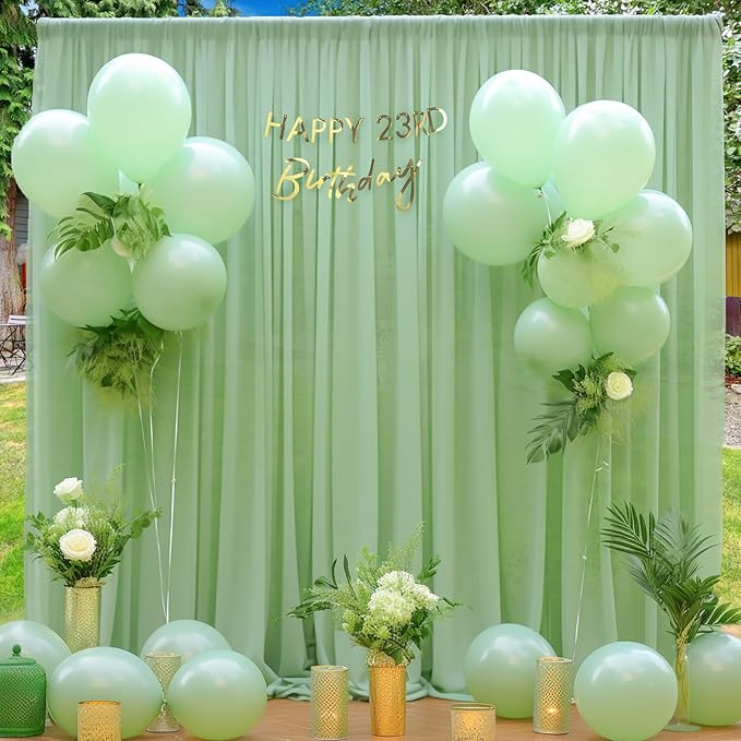 20ft X 10ft Olive Green Tulle Backdrop Curtain for Parites, Sheer Backdrop Curtains Fabric Drapes for Wedding Ceremony Arch Party Stage Decorations