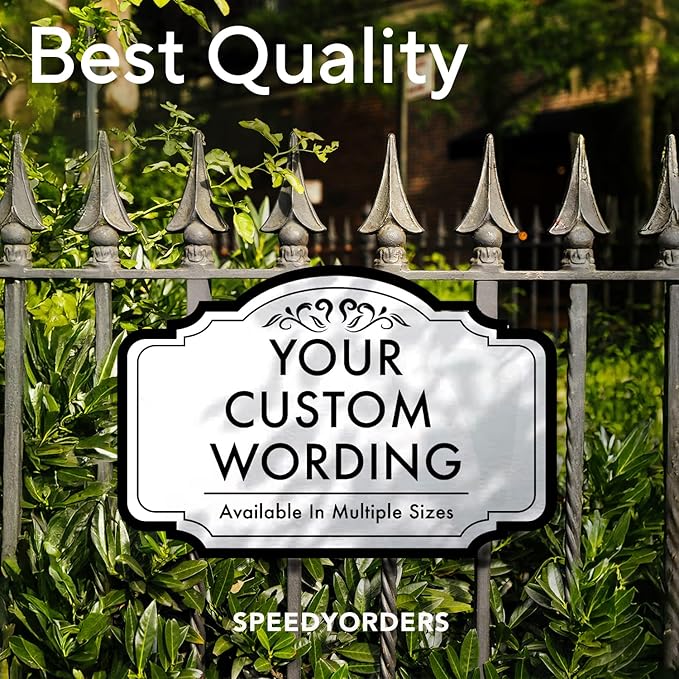 Design 24x18 In Metalic Silver Decorative Outdoor Personalized Aluminum Driveway Signs, Custom Waterproof Made In USA