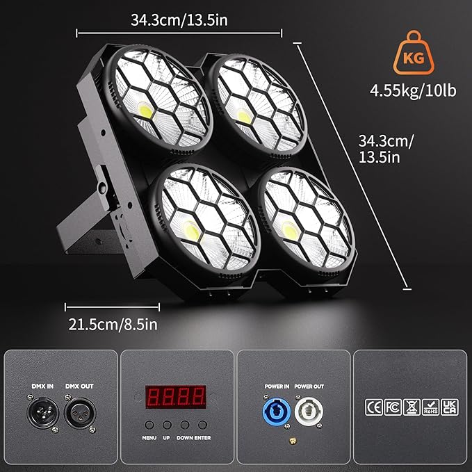 Stage Lights, 4X100W COB Spotlight LED Par Can Retro Lights, 2 in 1 Cool White & Warm White DMX512 Sound Activated Blinder Uplights for Events Parties Wedding Church Concert Studio Show Dance - 8Packs