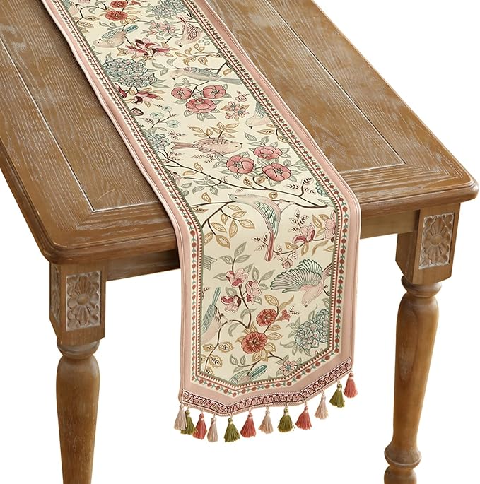 patdrea Velvet French Table Runner Farmhouse for Home Kitchen Dining Decor Parties Family Dinners Wedding 12"*71"