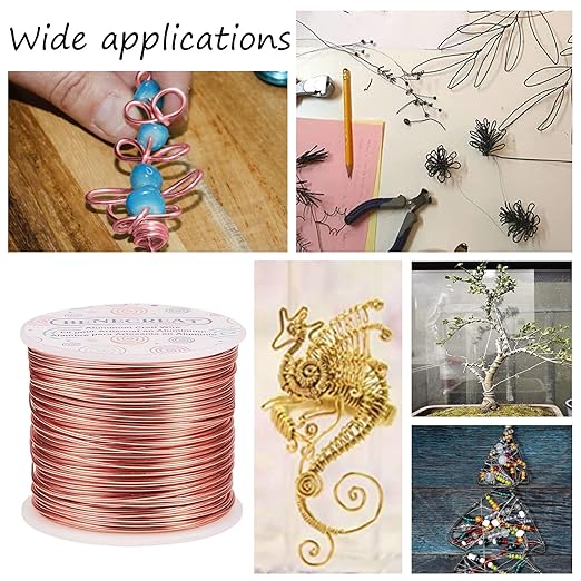 BENECREAT 12 17 18 Gauge Aluminum Wire (17 Gauge,380FT) Anodized Jewelry Craft Making Beading Floral Colored Aluminum Craft Wire - Gold