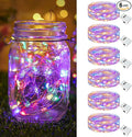 btfarm 6 Pack Fairy Lights Battery Operated [3 Modes], 7ft 20 Led Twinkle Lights String Lights Waterproof Bulk Small Mini Silver Wire for Mason Jars Vases Wedding Table Centerpiece, Multicolor