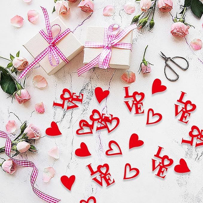 200 Pcs Red Heart Paper Confetti Love Confetti for Valentine's Day Wedding Baby Shower Birthday Party Table Decoration Supplies
