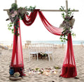 MDS Halloween Chiffon Draping Fabric - 2 Panel, 30" Wide x 75ft Long - Sheer Spooky Arbor & Canopy Drapery for Haunted House Backdrops, Party Ceilings, DIY Costumes & Themed Events - Apple Red