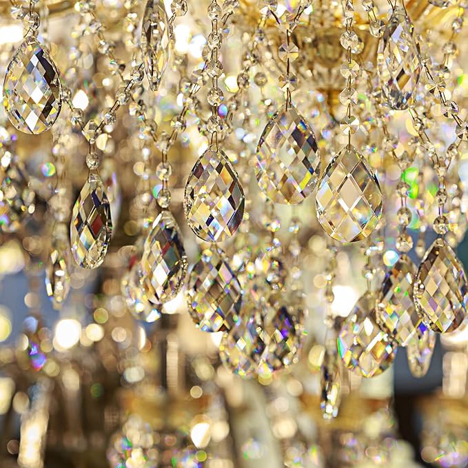 24 Pcs Chandelier Crystal Replacement 38 mm Teardrop & Icicle Crystal Prisms Hanging Gems Parts for Lamps and Chandeliers Suncatcher Christmas Tree Windows Home Decor (Clear)
