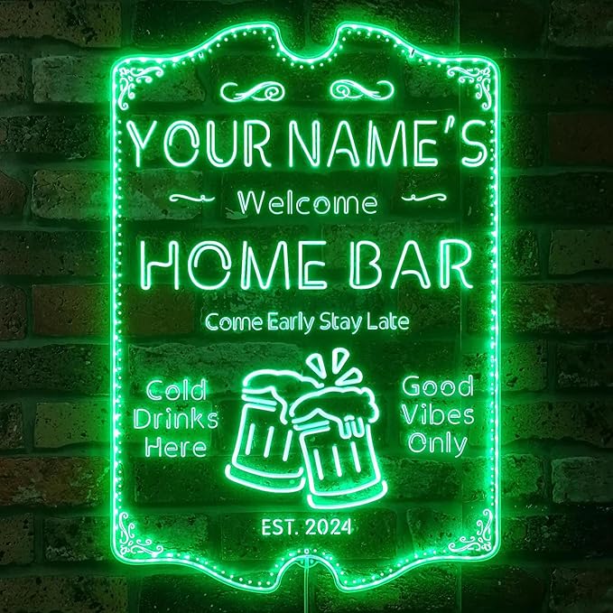 ADVPRO Personalized Your Name Home Bar RGB Dynamic Glam LED Sign - Cut-to-Edge Shape - Smart 3D Decoration - Multicolor Signage st06s43-fnd-p11a-tm-c