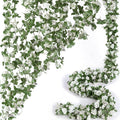 8 Pcs x 8.2 ft Flower Garland Artificial Rose Vine Flowers with Green Leaves Hanging Fake Roses Vine for Room Party Home Wedding Birthday Christmas Wall Arch Decor, Spring White Flower