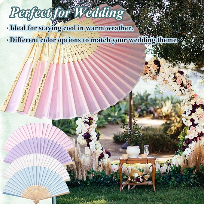 15 Sets Personalized Pink Hand Fans, Custom Engraved Folding Fans for Wedding Guests, Bamboo Folded Handheld Fan Wedding Fan Bridal Dancing Props Party Favors Bridal Shower Gifts