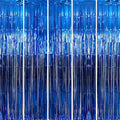 GOER 3.2 ft x 9.8 ft Metallic Tinsel Foil Fringe Curtains Party Photo Backdrop Party Streamers for Birthday,Graduation,New Year Eve Decorations Wedding Decor (Navy Blue,5 pcs)