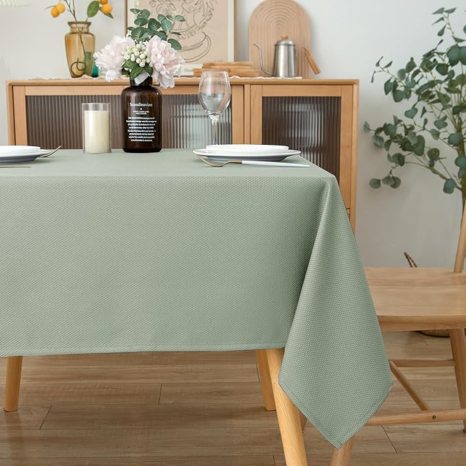 Biscaynebay Tablecloth for Rectangle Tables-70x120 Inch Sage Outdoor Picnic Table Cover-Rectangular Folding Reusable Table Cloths Water Resistant for Kitchen Camping Dining Room Patio Banquet Party