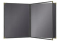 Goodsmart Pajco Style Restaurant Menu Covers – Pack of 10, Side-Loading Booklet Menu Holders, Single Stitched Edge, Clear Vinyl Menu Sleeves, Leatherette Trim, Gold Corners, Black, 4 View (8.5" x 11")