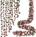 KHOYIME 9 Pack 72 FT Artificial Flower Garland, Fake Pink Roses Vines Silk Flowers Faux Plastic Outdoor Hanging Floral Ivy Garland Decorations for Wedding Arch Bedroom Home Wall Backdrop Room Decor
