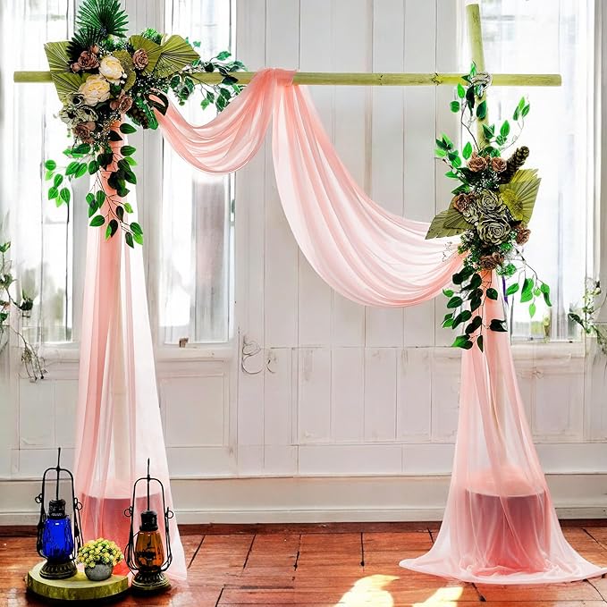 MDS Halloween Chiffon Draping Fabric - 1 Panel, 30" Wide x 50ft Long - Sheer Spooky Arbor & Canopy Drapery for Haunted House Backdrops, Party Ceilings, DIY Costumes & Themed Events - Peach