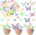 Ephlyn 40Pcs Edible Butterfly Cupcake Toppers 3D Butterfly Cake Picks Mixed Color Cake Decorations for Baby Shower Wedding Kids Birthday Party Supplies Light Multicolor