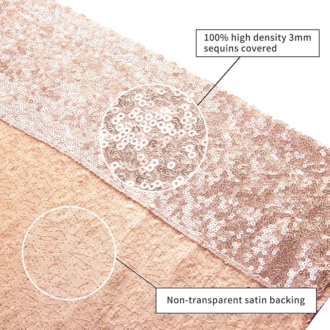 Poise3EHome 6Ft x 6Ft Rose Gold Sequin Backdrop Curtain, Glitter Thick Satin Background Drapes, Sparkly Opaque Photography Curtain, Sequence Xmas Thanksgiving Backdrop for Wedding Party Decor