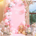7.2FT Pink Arch Backdrop Cover - Polyester Fitted Wedding Arch Stand Covers Round Top Chiara Arch Backdrop Cover for Birthday Party Banquet Photo Background Decoration