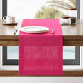 ZeeMart Linen Textured Border Table Runner, 14 x 90 Inch Hot Pink, Farmhouse Style Pink Table Runners 90 Inches Long, Easy Care Everyday Polyester Table Runner