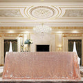 QueenDream Tablecloth 90x156 Rectangle Sequin Table Cloth Rose Gold Wedding Table Linens Glitter Birthday Bridal Party Indoor Outdoor Decorations