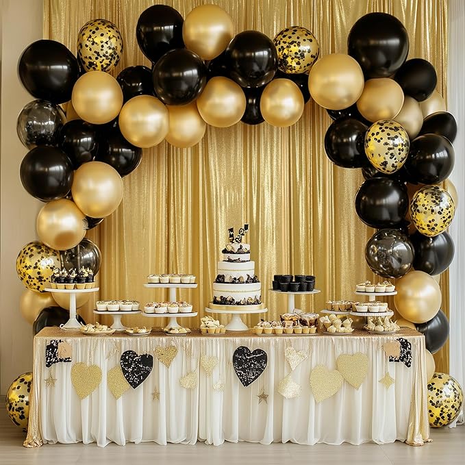 20ftx10ft Gold Sequin Backdrop Curtain for Parties, 4 Panels 5x10FT Shimmer Wrinkle Free Glitter Photo Backdrop Drapes Back Drop Cloth for Wedding Birthday Christmas Photography Background