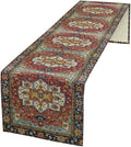 Vintage Boho Floral Table Runner, Rustic Country Farmhouse Red Blue Gold Retro Flower Pattern for Home Kitchen Table Decor Dining Coffee Room Party Decor 13x60in