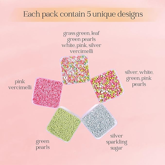 Confect Love Party Sprinkles – Edible Cake Decorating Mix with Orchid Green, Hot Pink & Silver Pearl Dragees, Pink Jimmies, Silver Sparkling Sugar – Festive Toppings for Cakes, Cupcakes, Cookies –Vegan, Gluten-Free, Nut-Free, Soy-Free, Dairy-Free, Palm...