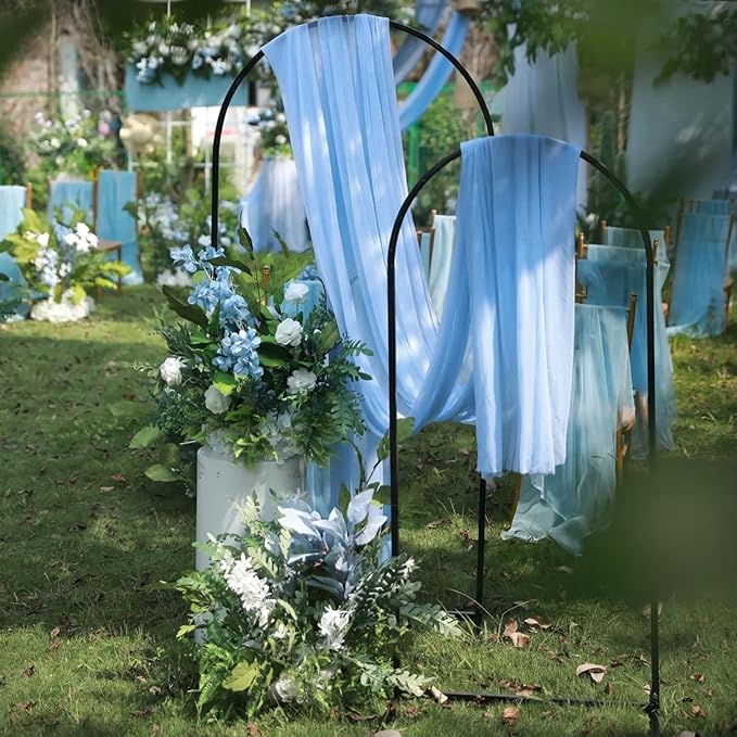 Wokceer Dusty Blue Wedding Arch Draping Fabric Backdrop 3 Panels 28.7" X 20FT Sheer Drapes Fabric for Wedding Arbor Ceremony Party