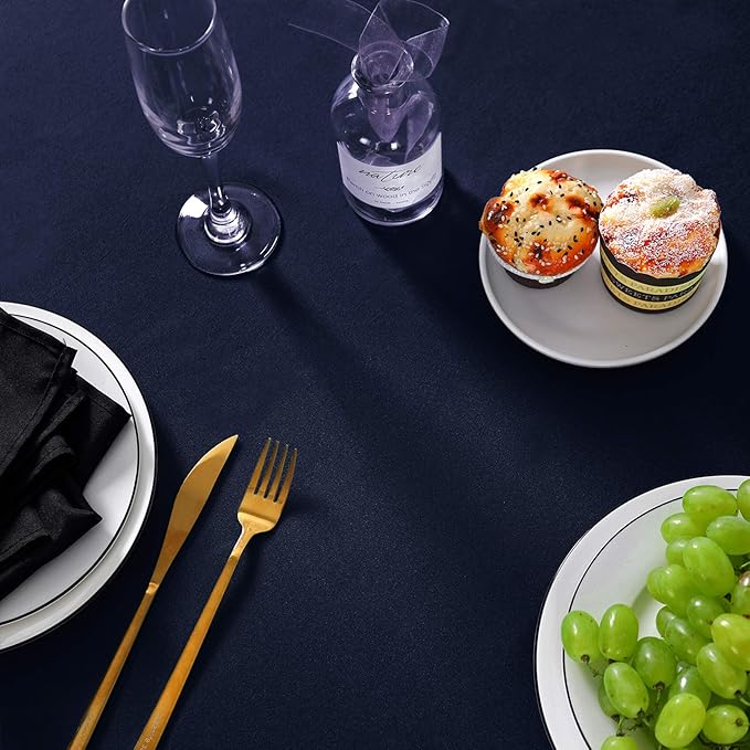 Rectangle Tablecloth 90x156 inch Washable Polyester Fabric Table Cloth for Wedding Party Dining Banquet Decoration（90x156, Navy）