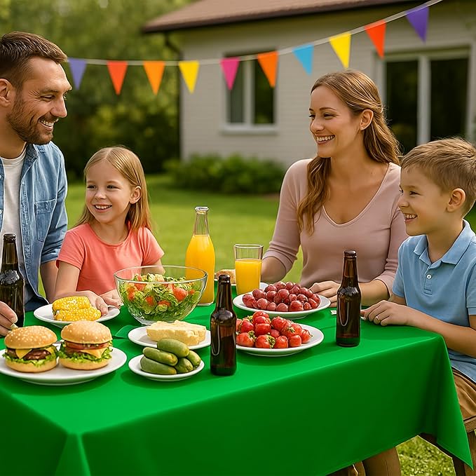 4 PCS Plastic Tablecloths for Rectangle Tables, 54 x 108 Inches Baptism Decorations, Waterproof and Leakproof Picnic Table Cover for Bachelorette Party, Colorful Tablecloth Adaptable to Every Table