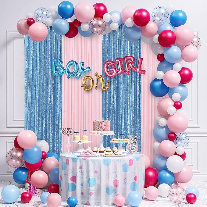 Sequin Backdrop Drapes 3 Panels Fabric Curtain 2FT x 8FT Baby Blue Wedding Photo Backdrop for Birthday Party Photography Background Home Decorations