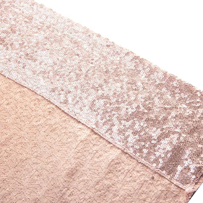 SquarePie Sequin Backdrop Non-Transparent Background Sparkly Curtain for Wedding Party 8FT x 8FT Rose Gold